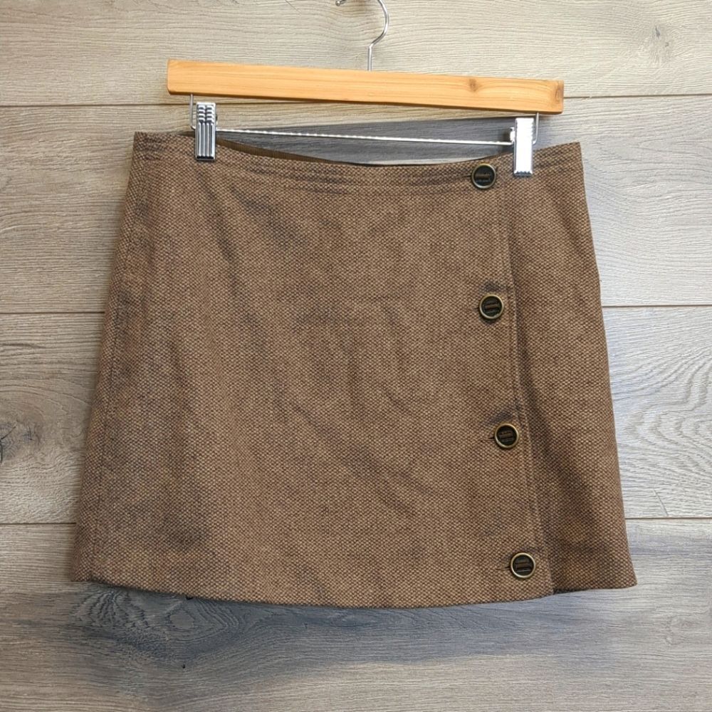 Prana Nicky Wool Blend Side Button Wrap Skirt Women's Size 6